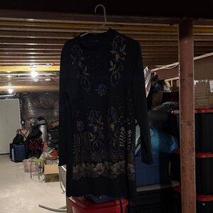 Zara Elegant Black Dress with Blue and Gold Details